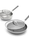 Bobby Flay by GreenPan 12" Professional Stainless Steel Nonstick Frypan and 3.57-Quart Chef’s Pan with Lids