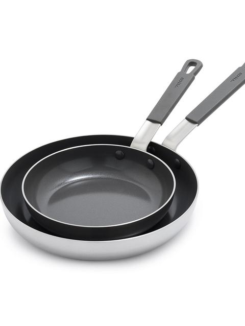 Bobby Flay by GreenPan PFAS-Free Nonstick Stainless Steel 8" and 10" Frypan Set