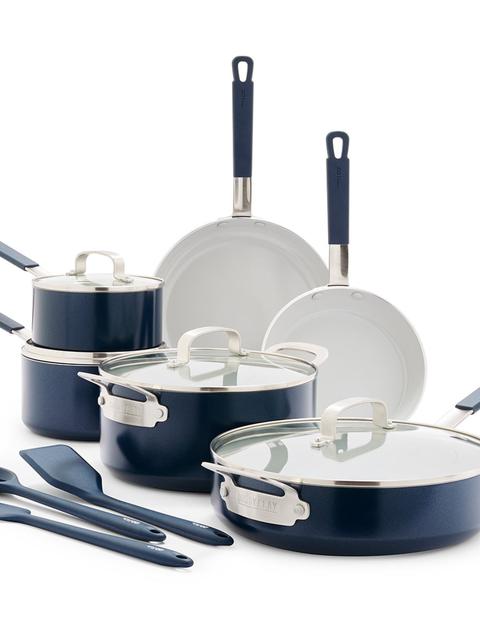 Bobby Flay by GreenPan Professional Ceramic Nonstick 13-Piece Cookware Set | Oxford Blue