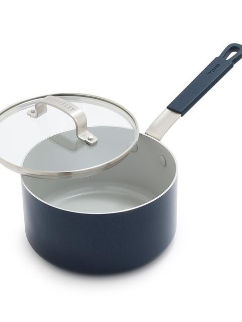 Bobby Flay by GreenPan Professional Ceramic Nonstick 2.53-Quart Saucepan with Lid | Oxford Blue