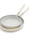 Bobby Flay by GreenPan Professional Ceramic Nonstick 8" and 10" Frypan Set | Cream