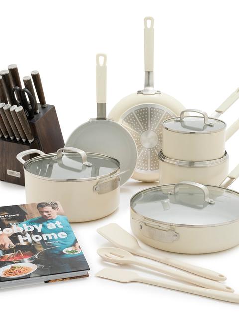 Bobby Flay by GreenPan Ultimate Set with Bobby at Home Cookbook | Cream