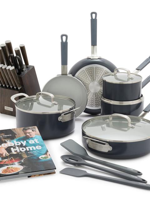 Bobby Flay by GreenPan Ultimate Set with Bobby at Home Cookbook | Graphite