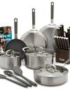 Bobby Flay by GreenPan Ultimate Stainless Steel Set with Bobby at Home Cookbook