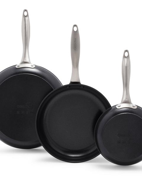 GreenPan Black Pro Ceramic Nonstick 8", 10" and 12" Frypan Set