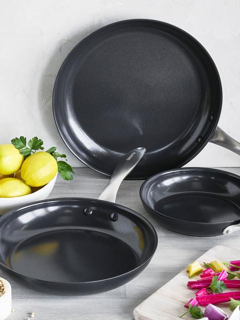 GreenPan Black Pro Ceramic Nonstick 8", 10" and 12" Frypan Set