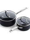 GreenPan Chatham Black Ceramic Nonstick 1-Quart and 2-Quart Saucepan Set with Lids