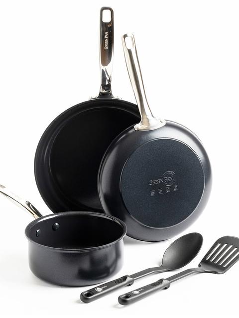 GreenPan Chatham Black Ceramic Nonstick 5-Piece Cookware Set