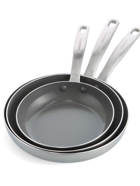 GreenPan Chatham Stainless 8", 9.5" and 11" Frypan Set