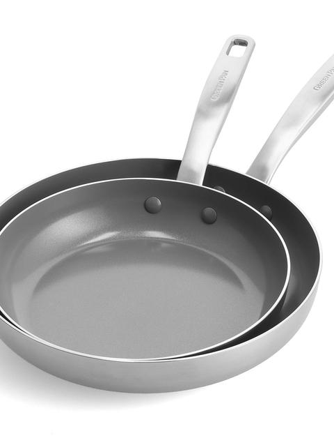 GreenPan Chatham Stainless 8" and 10" Frypan Set