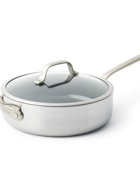 GreenPan Craft Stainless Steel 4-Quart Sauté Pan with Lid and Helper Handle