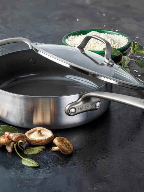 GreenPan Craft Stainless Steel 4-Quart Sauté Pan with Lid and Helper Handle