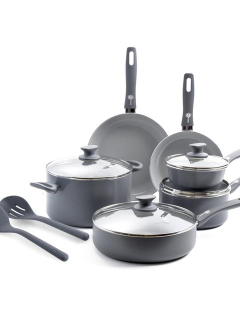 GreenPan Dover Ceramic Nonstick 12-Piece Cookware Set | Charcoal Gray