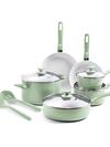 GreenPan Dover Ceramic Nonstick 12-Piece Cookware Set | Pastel Green