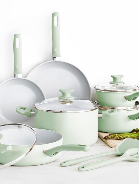 GreenPan Dover Ceramic Nonstick 12-Piece Cookware Set | Pastel Green