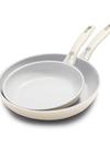 GreenPan Dover Ceramic Nonstick 8" and 10" Frypan Set | Cream White