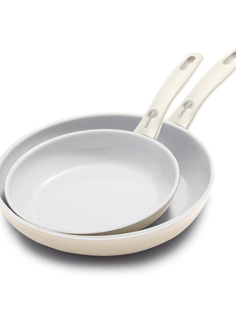 GreenPan Dover Ceramic Nonstick 8" and 10" Frypan Set | Cream White