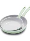 GreenPan Dover Ceramic Nonstick 8" and 10" Frypan Set | Pastel Green