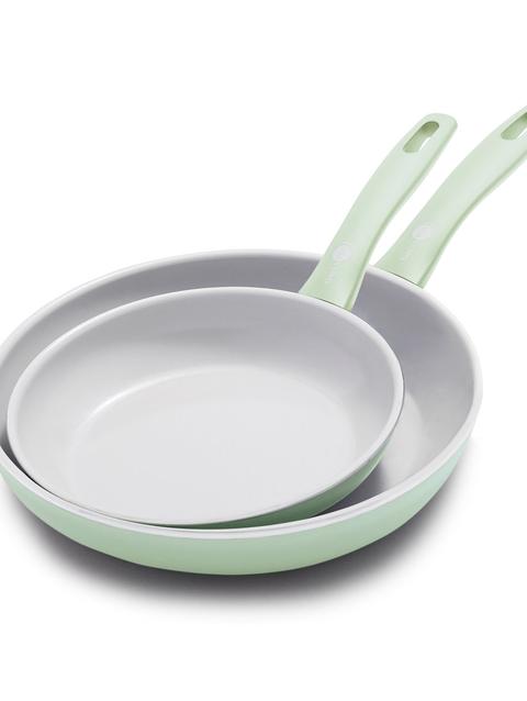 GreenPan Dover Ceramic Nonstick 8" and 10" Frypan Set | Pastel Green