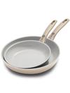 GreenPan Dover Ceramic Nonstick 8" and 10" Frypan Set | Taupe