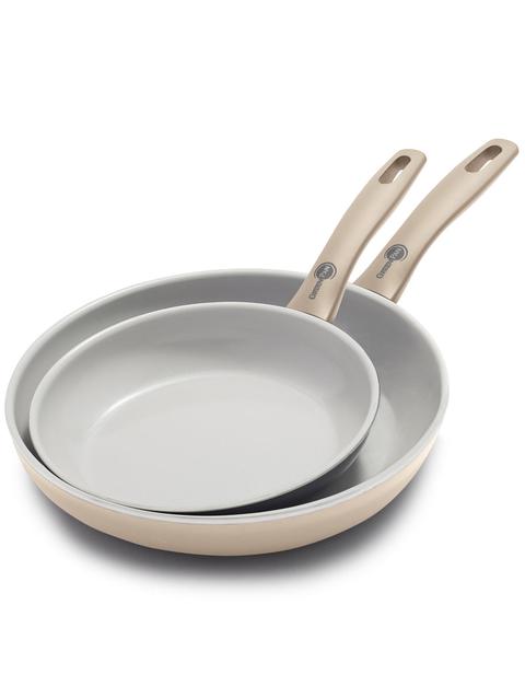 GreenPan Dover Ceramic Nonstick 8" and 10" Frypan Set | Taupe