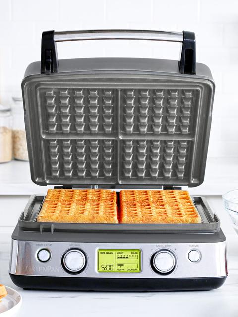 GreenPan Elite Ceramic Nonstick 4-Square Waffle Maker | Graphite