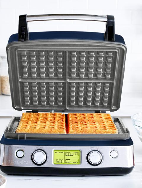 GreenPan Elite Ceramic Nonstick 4-Square Waffle Maker | Oxford Blue