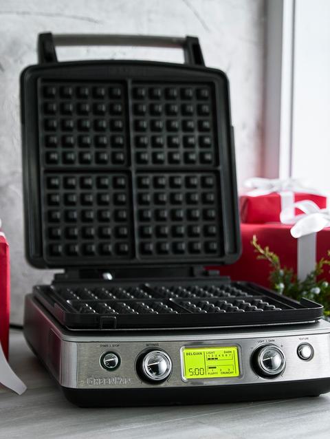 GreenPan Elite Ceramic Nonstick 4-Square Waffle Maker | Premiere Stainless Steel