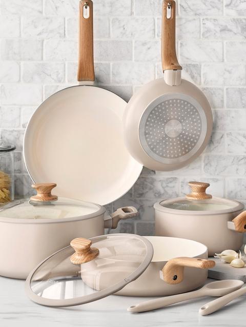 GreenPan Essence Ceramic Nonstick 10-Piece Cookware Set | Taupe