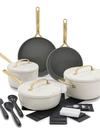 GreenPan GP5 Colors Ceramic Nonstick 11-Piece Cookware Set with Champagne Handles | Cloud Cream