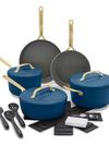 GreenPan GP5 Colors Ceramic Nonstick 11-Piece Cookware Set with Champagne Handles | Marine Blue