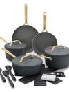 GreenPan GP5 Colors Ceramic Nonstick 11-Piece Cookware Set with Champagne Handles | Slate