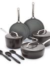 GreenPan GP5 Colors Ceramic Nonstick 11-Piece Cookware Set with Mirror Handles | Cocoa