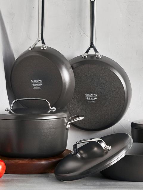 GreenPan GP5 Colors Ceramic Nonstick 11-Piece Cookware Set with Mirror Handles | Cocoa