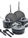 GreenPan GP5 Colors Ceramic Nonstick 11-Piece Cookware Set with Mirror Handles | Slate