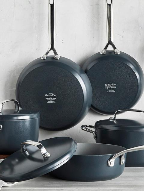 GreenPan GP5 Colors Ceramic Nonstick 11-Piece Cookware Set with Mirror Handles | Slate