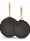 GreenPan GP5 Colors Ceramic Nonstick 9.5" and 11" Frypan Set with Champagne Handles | Cocoa