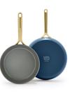 GreenPan GP5 Colors Ceramic Nonstick 9.5" and 11" Frypan Set with Champagne Handles | Marine Blue