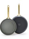 GreenPan GP5 Colors Ceramic Nonstick 9.5" and 11" Frypan Set with Champagne Handles | Slate