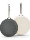 GreenPan GP5 Colors Ceramic Nonstick 9.5" and 11" Frypan Set with Mirror Handles | Cloud Cream