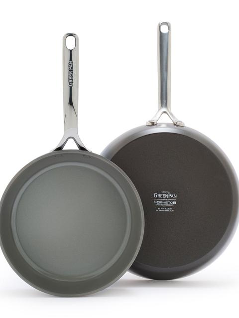 GreenPan GP5 Colors Ceramic Nonstick 9.5" and 11" Frypan Set with Mirror Handles | Cocoa