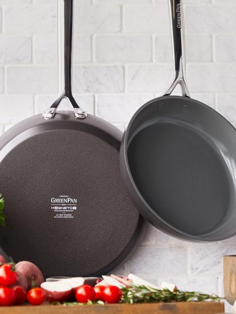 GreenPan GP5 Colors Ceramic Nonstick 9.5" and 11" Frypan Set with Mirror Handles | Cocoa