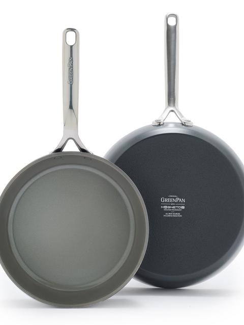 GreenPan GP5 Colors Ceramic Nonstick 9.5" and 11" Frypan Set with Mirror Handles | Slate