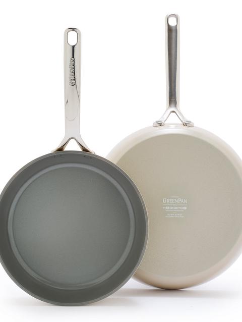 GreenPan GP5 Colors Ceramic Nonstick 9.5" and 11" Frypan Set with Mirror Handles | Taupe