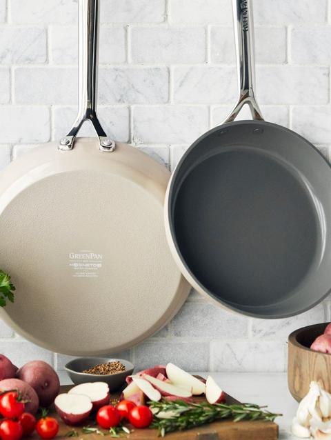 GreenPan GP5 Colors Ceramic Nonstick 9.5" and 11" Frypan Set with Mirror Handles | Taupe