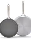 GreenPan GP5 Stainless Steel 10" and 12" Frypan Set | Mirror Handles