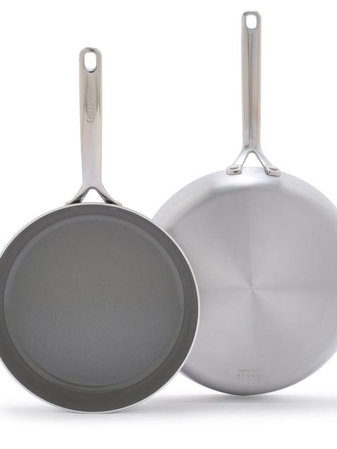 GreenPan GP5 Stainless Steel 10" and 12" Frypan Set | Mirror Handles