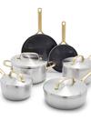 GreenPan GP5 Stainless Steel 10-Piece Cookware Set | Champagne Handles