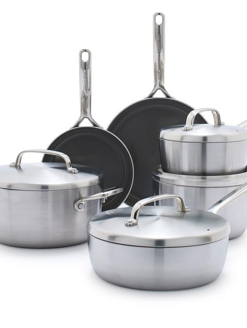 GreenPan GP5 Stainless Steel 10-Piece Cookware Set | Mirror Handles