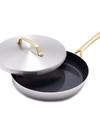 GreenPan GP5 Stainless Steel 12" Frypan with Lid | Champagne Handles